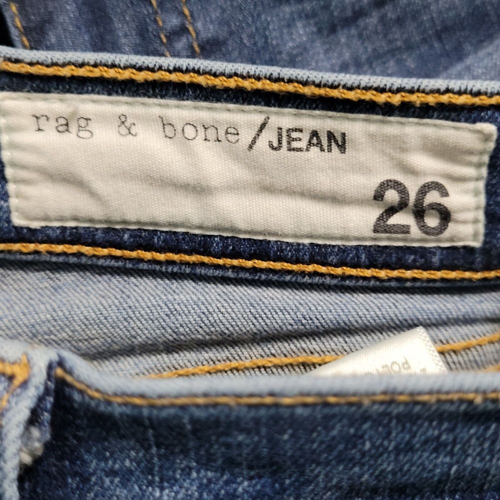 *SOLD**Rag & Bone Jeans 26 Womens Skinny Stretch Denim Med Blue Wash Raw - Picture 8 of 11